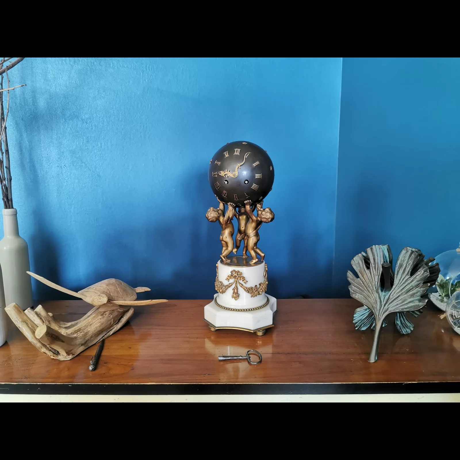 Pendule de cheminée dorée France XIXe