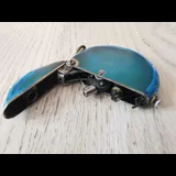 Briquet automatique Thorens circulaire à essence, émail bleu Art déco, années 1930