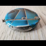 Briquet automatique Thorens circulaire à essence, émail bleu Art déco, années 1930