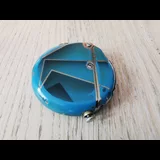 Briquet automatique Thorens circulaire à essence, émail bleu Art déco, années 1930